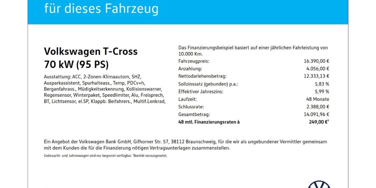 VW T-Cross 41.093 km 15.950 &euro; Wuppertal 42109